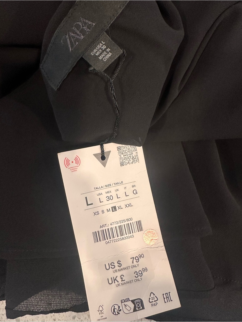 Zara Black Long-Sleeve Tie-Front Layered Mini Dress - Picture 3 of 3